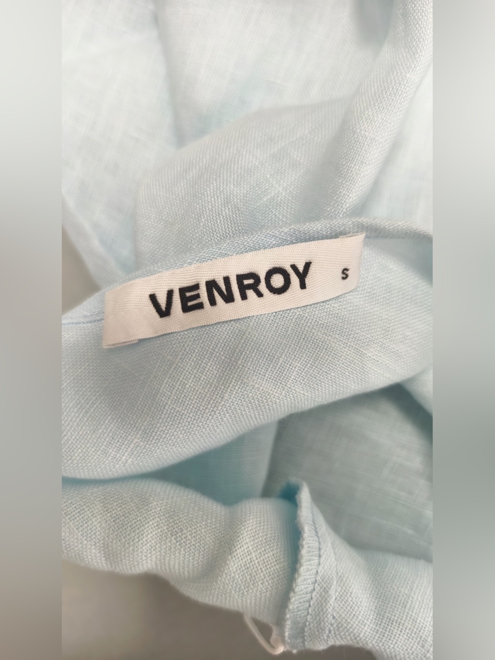 Venroy Linen Slip Dress Sky Blue - size S - Picture 6 of 7